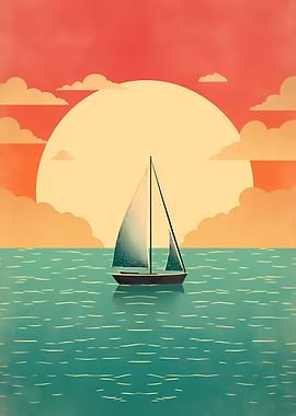 Sailboat Calm Sea Sunset