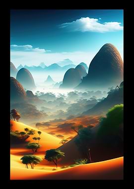 Desert Trees And Mountains