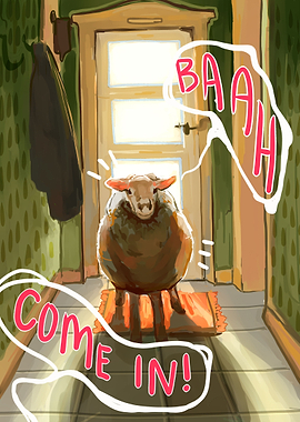 Cute Sheep in the Hallway