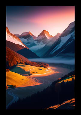 Dry River And Mountains