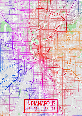 Indianapolis Map Colorful