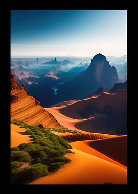 Desert Mountains And Grass