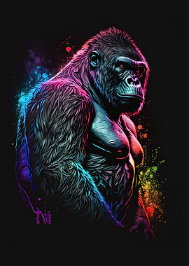 Gorilla Neon Art
