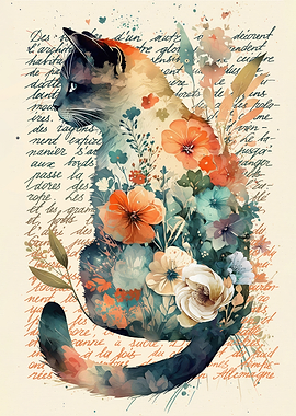 Floral Typography cat