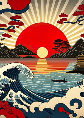 Japanese Landscape pop art