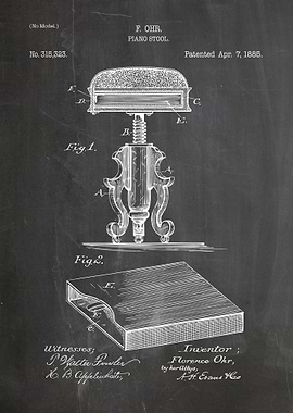 Piano stool patent 1885