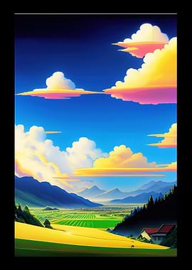 Farmland And Mountains