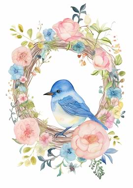 Watercolor Blue Bird