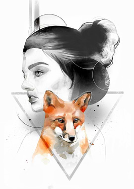 Portrait and fox