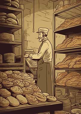 Baker in bakery shop
