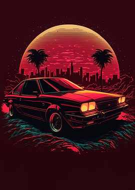 Vintage Retro Car Moon