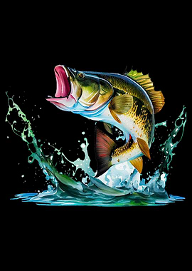 Fantastic Bass Fish Flying