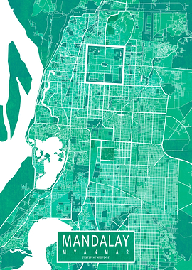 Mandalay Map Watercolor