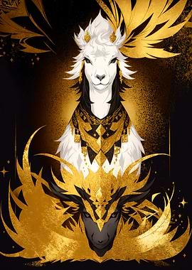 Abstract gold llama