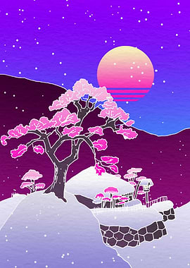 Snowy Japanese Village