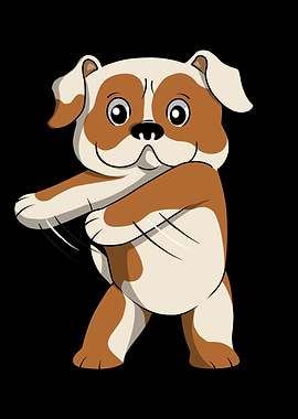 English Bulldog Flossing