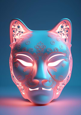 Fluorescent LED Fox Mask
