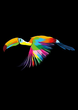 Abstract flying toucan