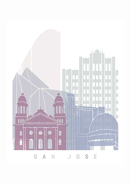 san jose skyline pastel