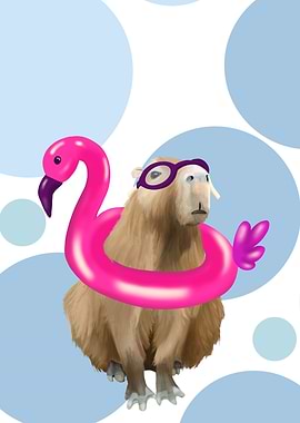 Cute Capybara Pool Party