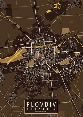 Plovdiv City Map Pastel