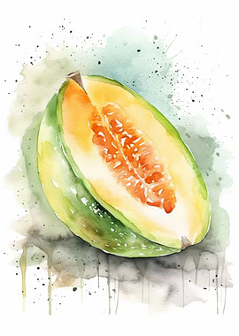 Cantaloupe Watercolor