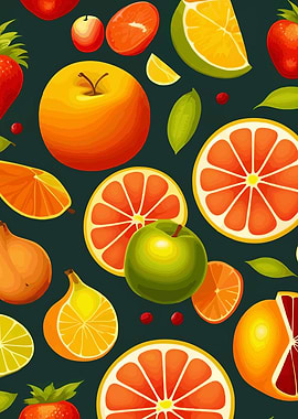 Colorful fruits pattern