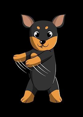 Min Pin Dog Flossing