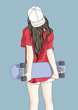 Cute Skater Girl Poster