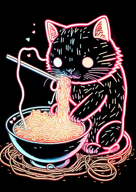 cat ramen neon