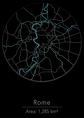 Rome black round map