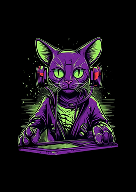 Cat DJ Turntable Deejay