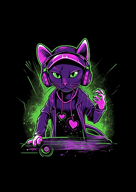 Cat DJ Turntable Deejay