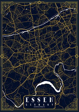 Essen City Map Gold