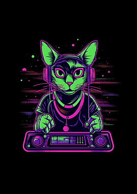 Cat DJ Turntable Deejay