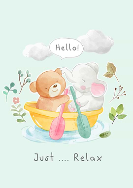 Cartoon animal paddling