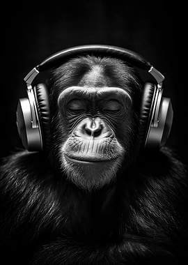 Monkey With Headphones