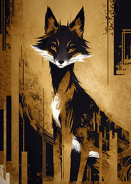 Abstract black fox