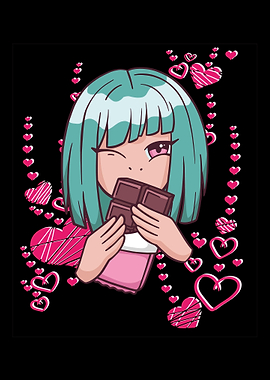 Anime girl loves chocolate