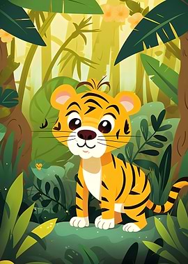 Baby tiger in jungle