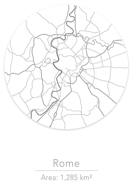 Rome white round map