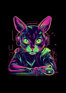 Cat DJ Turntable Deejay