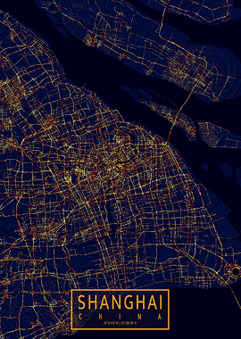 Shanghai Map City At Night