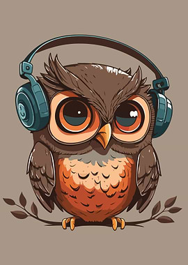 Funky Owl with Headphone