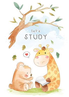 Cartoon bear and giraffe