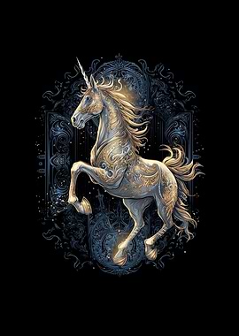 Unicorn Rearing On Hind