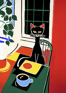 Mid Century Coffee Cat