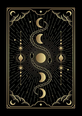 Two snakes with moon phase