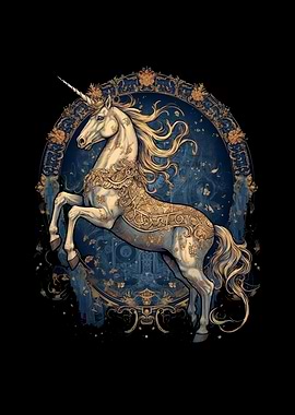 Unicorn Rearing On Hind