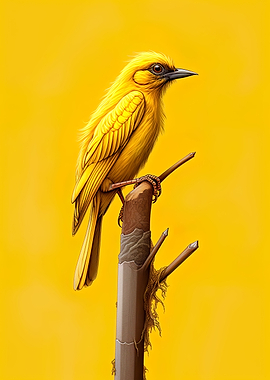 Bird Yellow Weaver Branch